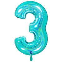 XXL &ndash; Zahlenballon 3 &ndash; Glitter Holographic...