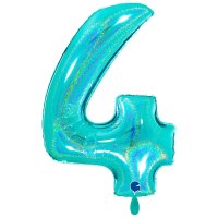 XXL &ndash; Zahlenballon 4 &ndash; Glitter Holographic...