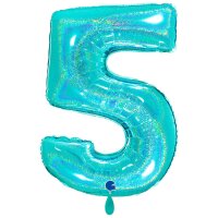 XXL &ndash; Zahlenballon 5 &ndash; Glitter Holographic...