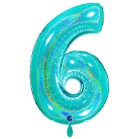 XXL &ndash; Zahlenballon 6 &ndash; Glitter Holographic...