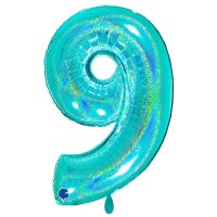XXL &ndash; Zahlenballon 9 &ndash; Glitter Holographic...