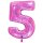 XXL &ndash; Zahlenballon 5 &ndash; Glitter Holographic Fuxia