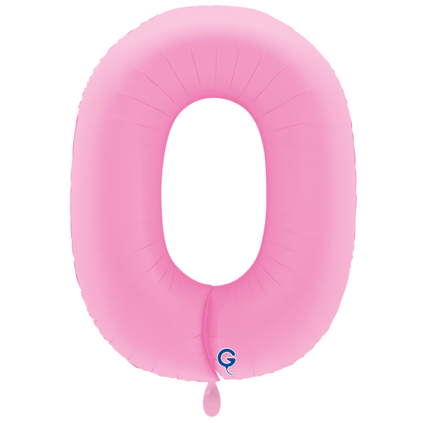 XXL &ndash; Zahlenballon 0 &ndash; Soft Matte Sakura Pink