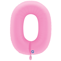 XXL &ndash; Zahlenballon 0 &ndash; Soft Matte Sakura Pink