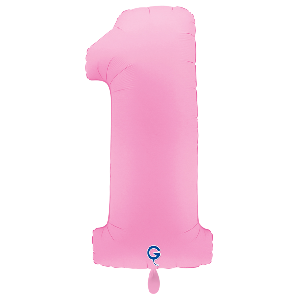 XXL &ndash; Zahlenballon 1 &ndash; Soft Matte Sakura Pink