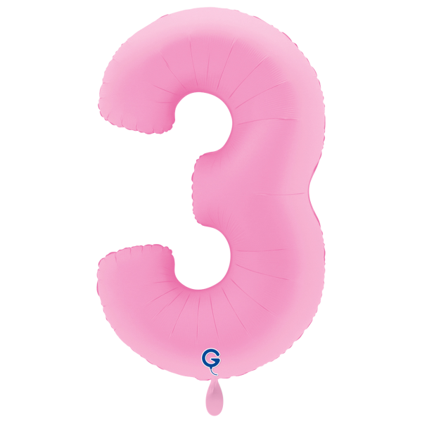 XXL &ndash; Zahlenballon 3 &ndash; Soft Matte Sakura Pink