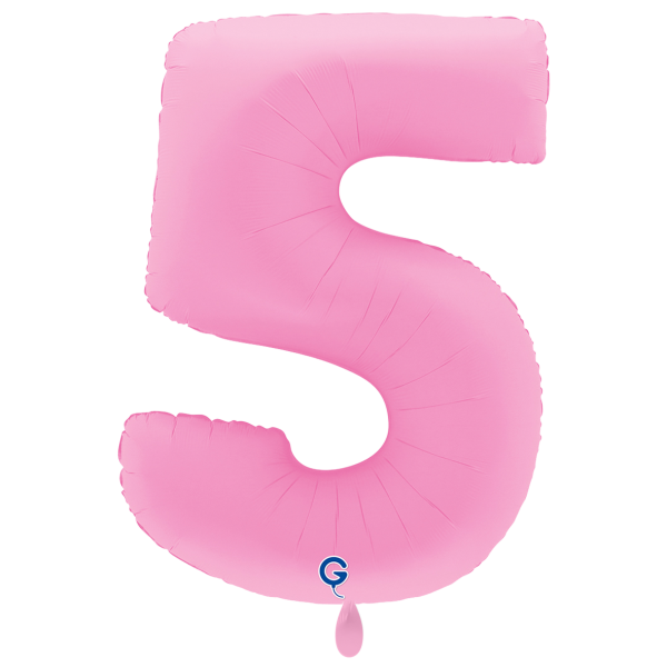 XXL &ndash; Zahlenballon 5 &ndash; Soft Matte Sakura Pink