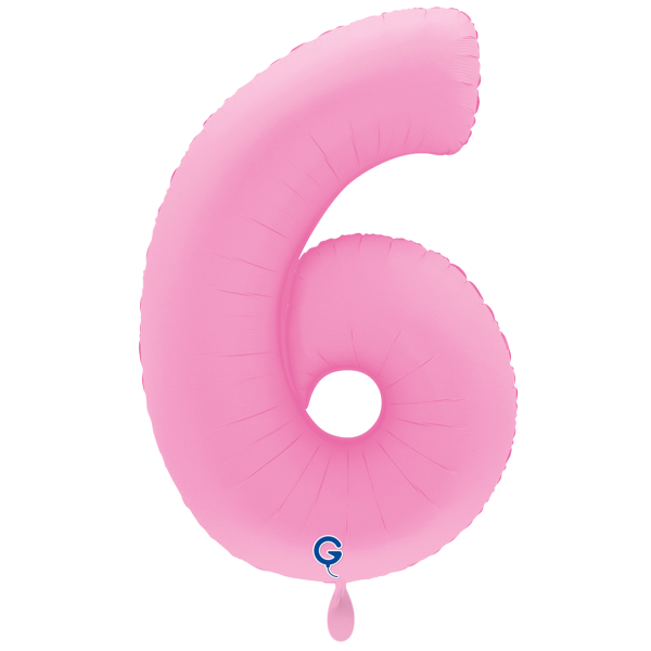 XXL &ndash; Zahlenballon 6 &ndash; Soft Matte Sakura Pink
