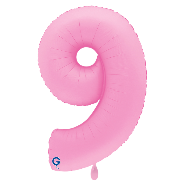 XXL &ndash; Zahlenballon 9 &ndash; Soft Matte Sakura Pink