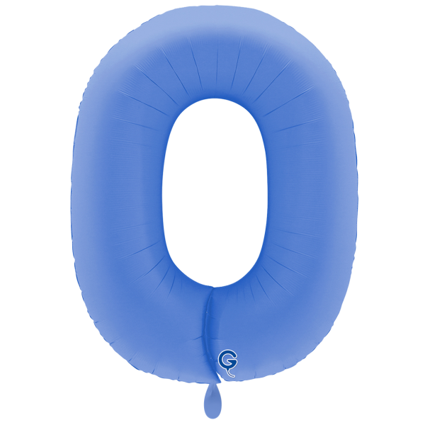 XXL &ndash; Zahlenballon 0 &ndash; Soft Matte Lotus Blue