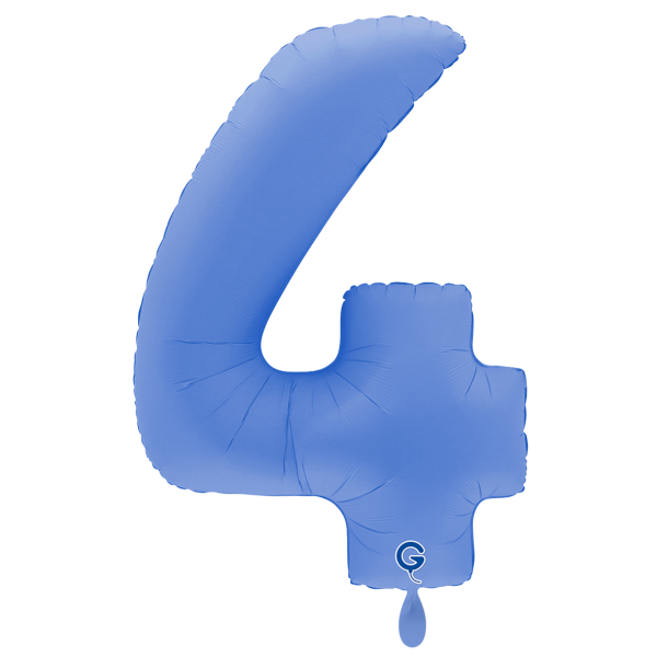 XXL &ndash; Zahlenballon 4 &ndash; Soft Matte Lotus Blue