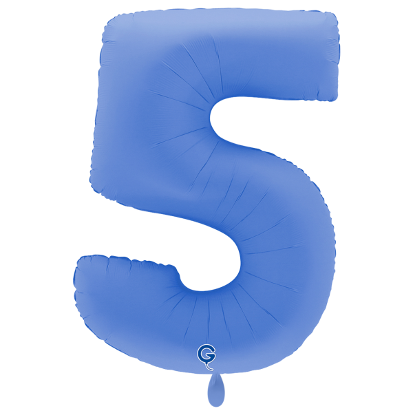 XXL &ndash; Zahlenballon 5 &ndash; Soft Matte Lotus Blue