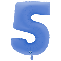 XXL &ndash; Zahlenballon 5 &ndash; Soft Matte Lotus Blue