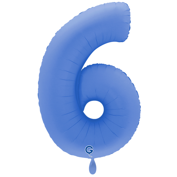 XXL &ndash; Zahlenballon 6 &ndash; Soft Matte Lotus Blue