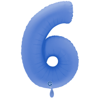 XXL &ndash; Zahlenballon 6 &ndash; Soft Matte Lotus Blue