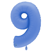 XXL &ndash; Zahlenballon 9 &ndash; Soft Matte Lotus Blue