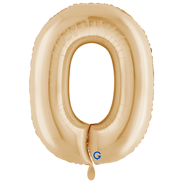 XXL &ndash; Zahlenballon 0 White Gold