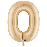 XXL &ndash; Zahlenballon 0 White Gold