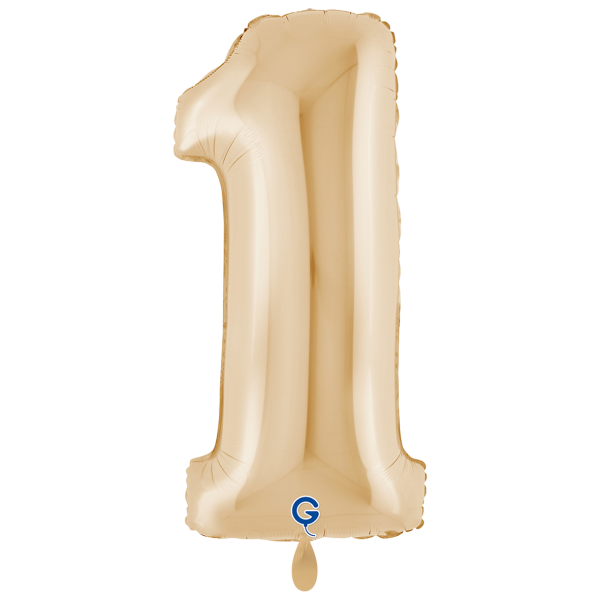 XXL &ndash; Zahlenballon 1 White Gold