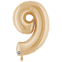 XXL &ndash; Zahlenballon 9 White Gold