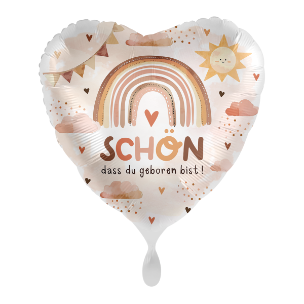 Folienballon Baby Neutral &ndash; Geburt Regenbogen