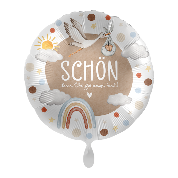 Folienballon Baby Neutral &ndash; Baby Storch