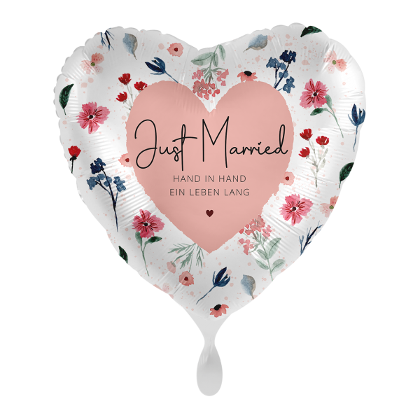 Folienballon Just Married Flowers