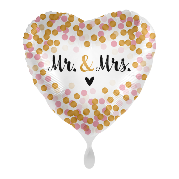 Premioloon Herz-Folienballon 43 cm „Mr. & Mrs.“ – Dotty Love