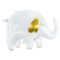 PartyDeco Folienballon Elefant, 66 × 30 cm, Weiß