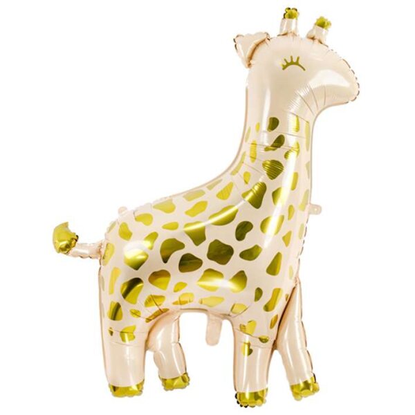 PartyDeco Folienballon XXL Giraffe, 80 × 102 cm – Creme/Gold