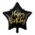 PartyDeco Folienballon Stern „Happy Birthday“, 40 cm – Schwarz/Gold