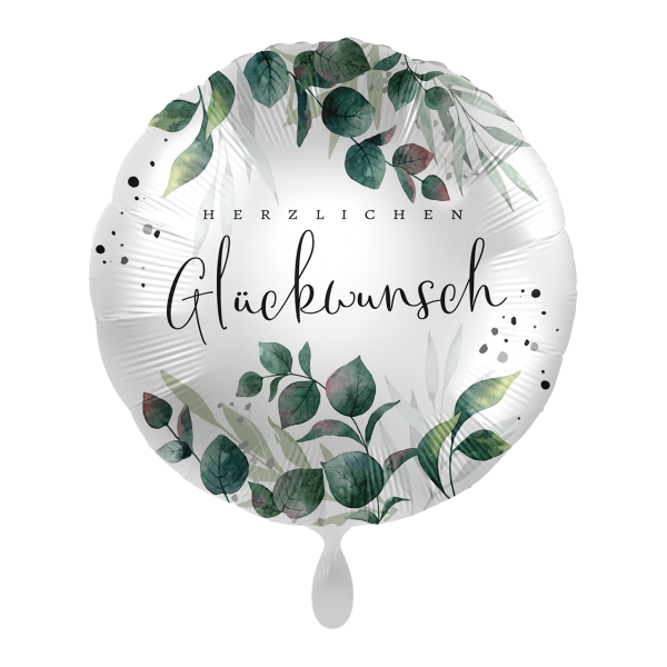 Premioloon Folienballon 43 cm „Herzlichen Glückwunsch“ – Green Magic Wishes
