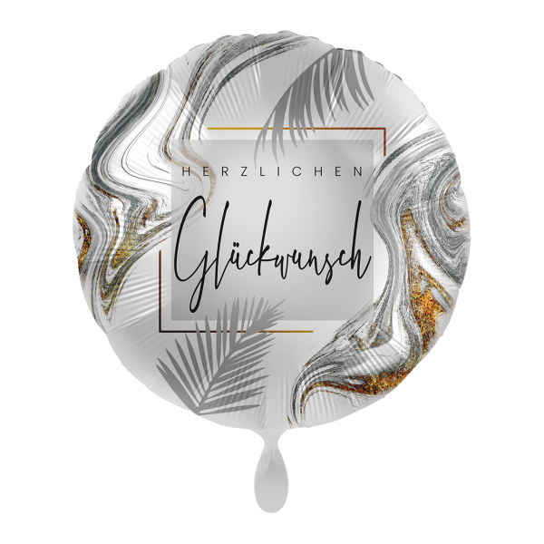 Premioloon Folienballon 43 cm „Herzlichen Glückwunsch“ – Modern Silver Birthday