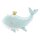 PartyDeco Folienballon XXL Wal mit Krone, 78 × 50 cm – Hellblau