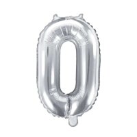 Folienballon XS &ndash; Zahl 0 &ndash; Silber