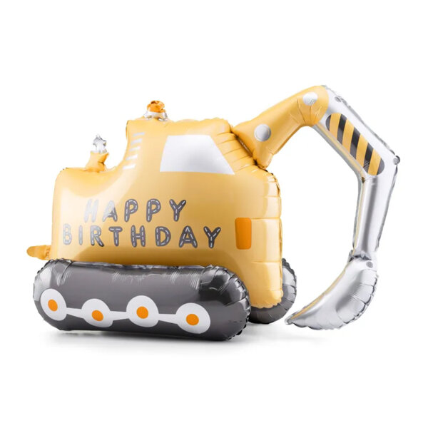 PartyDeco Folienballon XXL Bagger stehend, 76,5 × 49 cm
