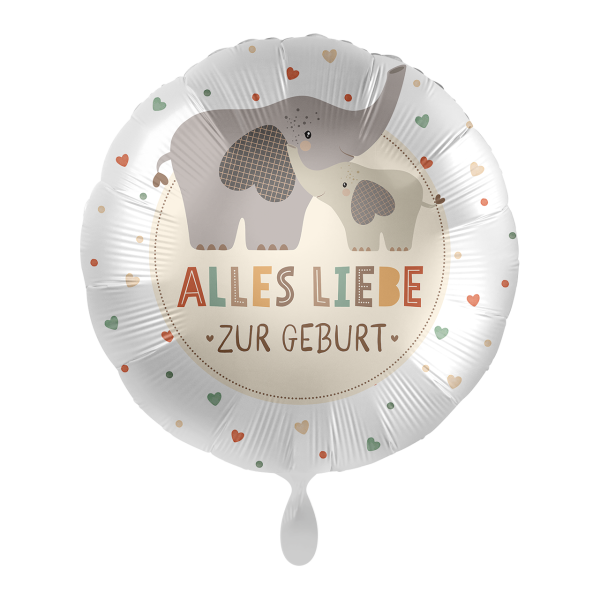 Folienballon Baby Neutral &ndash; Elefantenfamilie