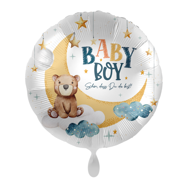 Folienballon Baby Boy &ndash; Mondschein Teddy