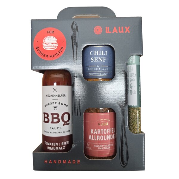 LAUX Geschenkset &bdquo;F&uuml;r Burgermeister&ldquo; &ndash; Genuss f&uuml;r echte Burger-Fans
