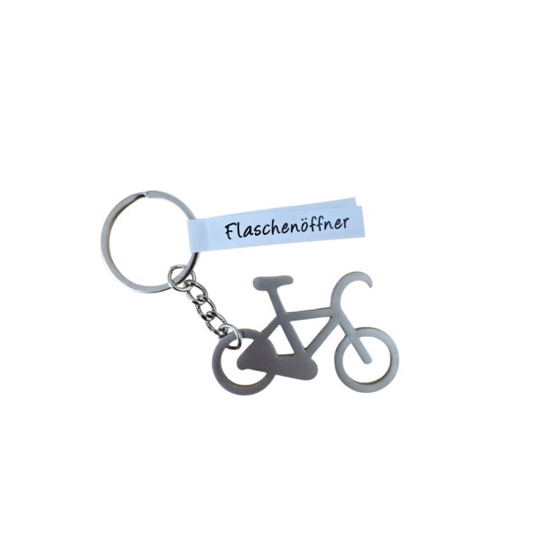 Fahrrad Flaschen&ouml;ffner Schl&uuml;sselanh&auml;nger aus Metall mit Geschenkverpackung &ndash; Silber