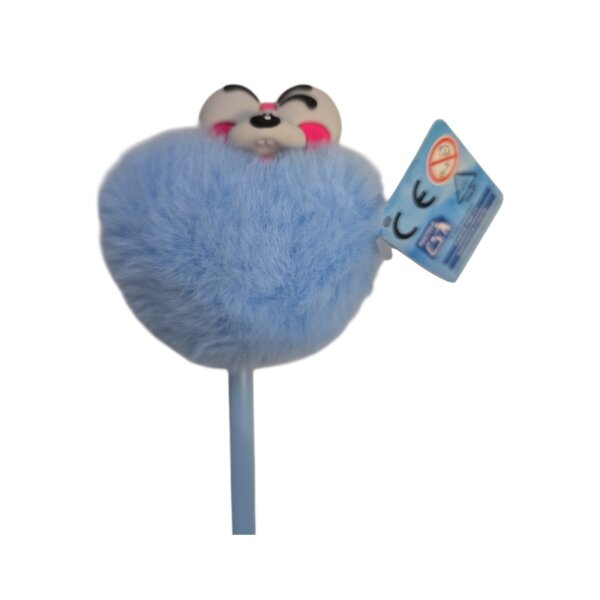 Diddl Kugelschreiber mit Pl&uuml;sch-Pompon &ndash; Hellblau &bdquo;Diddle is Back!&ldquo;