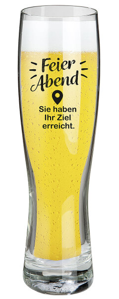 GILDE Weizenbierglas „Feierabend – Sie haben Ihr Ziel erreicht“ 500 ml