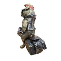 Dekofigur Bulldogge auf Motorrad 35 cm antikgold