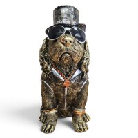 Dekofigur Hund mit Zylinder und Sonnenbrille 32 cm