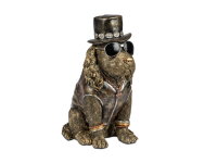 Dekofigur Hund mit Zylinder und Sonnenbrille 32 cm
