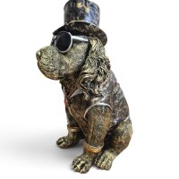 Dekofigur Hund mit Zylinder und Sonnenbrille 32 cm