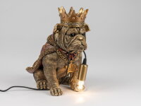 Tischlampe Bulldogge mit Krone 32 cm &ndash; antikgold