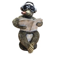 Dekofigur Affe auf Toilette mit Zeitung 29 cm