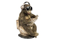 Dekofigur Affe auf Toilette mit Zeitung 29 cm