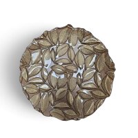Glasteller mit Bl&auml;tterrelief Gold-Braun 21 cm
